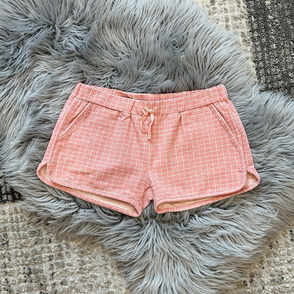 Siaomimi Girls Jersey Knit Plaid Shorts In‎ Coral Size 12Y NWOT